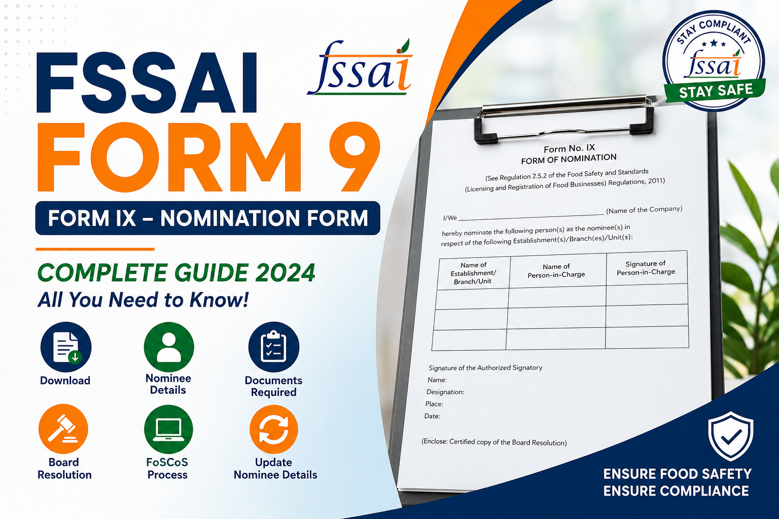 FSSAI Form 9 | FSSAI Form IX | FSSAI Nomination Form